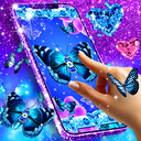 Blue glitter butterflies live wallpaper